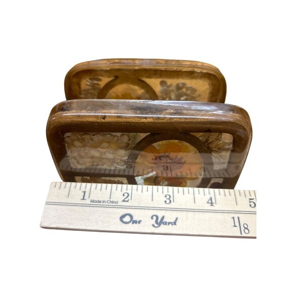 Vintage Resin Napkin Holder With Embedded Floral & Seed Design By Design Gifts I - Picture 4 of 5